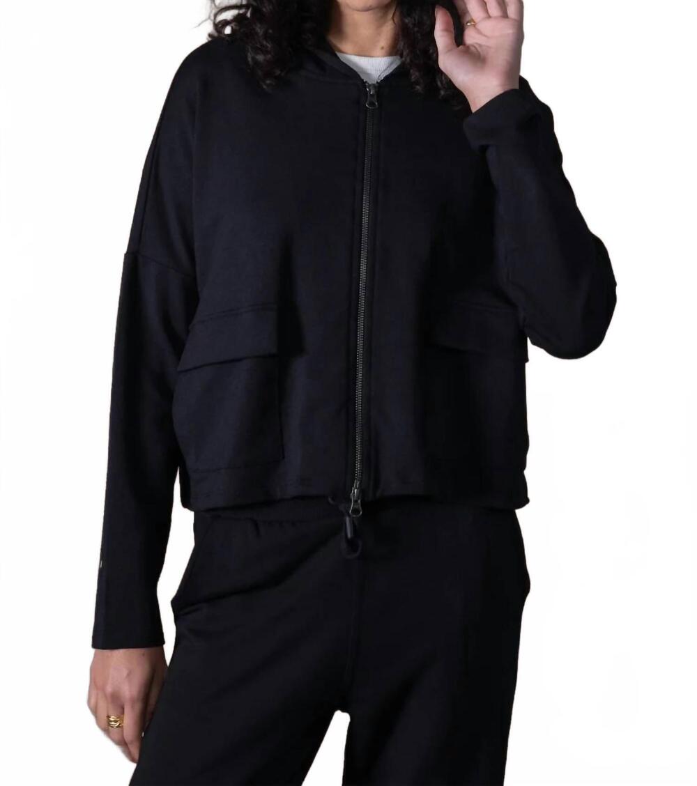 NEW ANONYM APPAREL thelma cropped zip up sweatshirt in noir